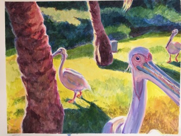 Storks at Zoo
Acrylic on paper